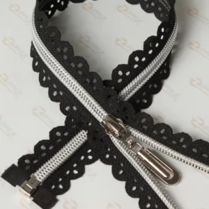 Спіральна блискавка тип 7 ажурні, ланка SILVER, чорна 80см.  1бігунок