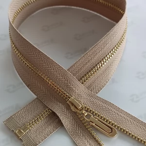 Металева блискавка Тип 3 темно-бежевий  , ланка GOLD , 65см. 1б.