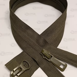 Спіральна блискавка Тип 8 ПОТАЙНА (зворотня) колір ХАКі, 100см. 2бігунка