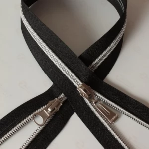 Спіральна блискавка Тип 7 чорний, ланка Silver, 75см.  2б.