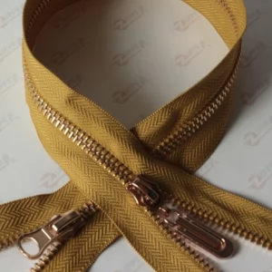Металева блискавка тип 5 колір гірчиця, ланка GOLD, 100см.  2 б.
