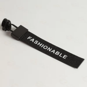 Бігунок Тип 7 язичок з прогумований тасьмою FASHIONABLE на потаємну спіральну блискавку, чорний