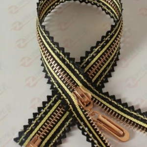 Металева блискавка тип 5 гіпюр оливкова смужка, ланка GOLD, 80см.  I б.