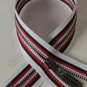 Металева блискавка тип 5 кольорові смуги, ланка Black Silver, 80см.  1б.