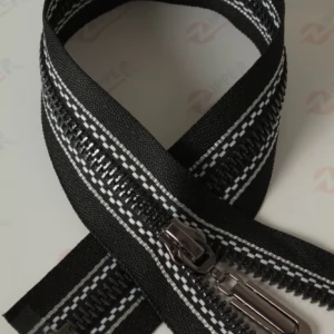 Металева блискавка тип 5 орнамент, ланка Black Silver, 80см.  1б.