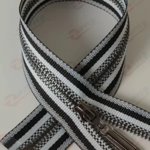 Металева блискавка тип 5 чорно-біла смуга, ланка Black Silver, 80см.  1б.