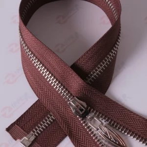 Металева блискавка тип 5 світло-коричневий, ланка нікель, 80см.  1б.